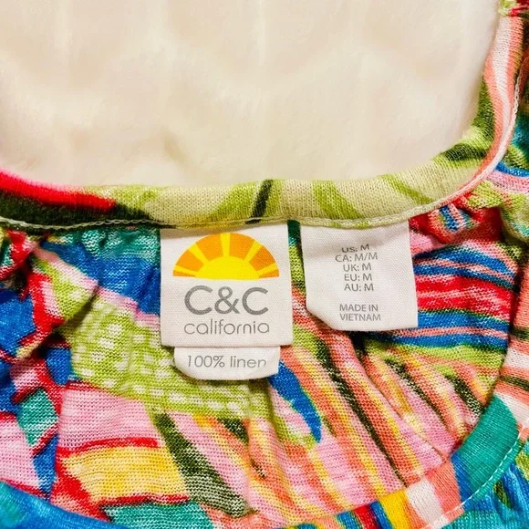 EUC- C&C California Colorful Linen Tank and Shorts Set- Medium - Picture 7 of 16
